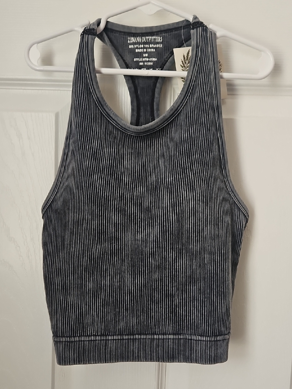 Zenana Outfitters Charcoal Ribbed Racerback Tank